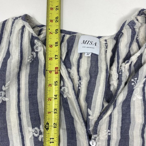 Misa Los Angeles Blue Striped Blouse Medium - Picture 7 of 8